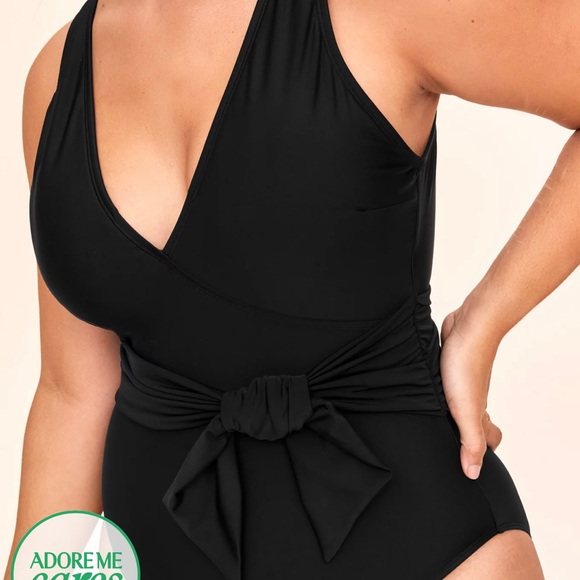 Adore Me XL Black Wrap-Front Swimsuit - Picture 2 of 3